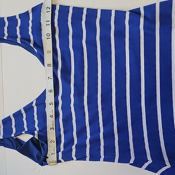 bebe cobalt/white stripe, open-back hi-lo hemline dress, XS - Picture 7 of 7